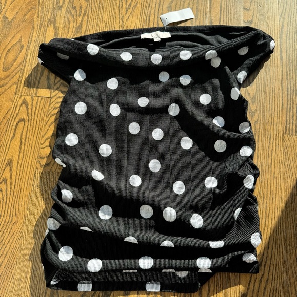 NWT Loft Polka Dot Off the Shoulder Top Size M - Picture 3 of 6